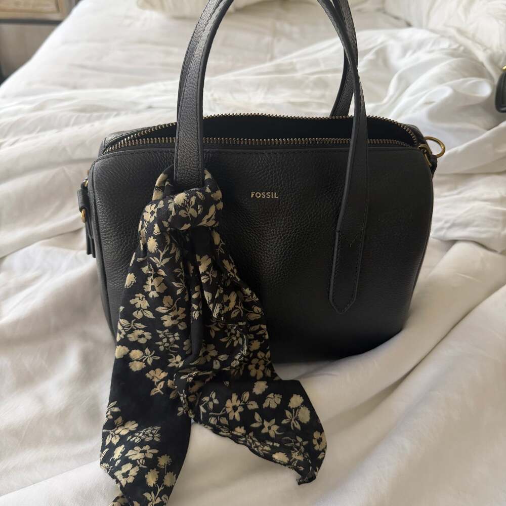 Fossil Sydney Leather Satchel Black Handbag - NO CROSSBODY STRAP
